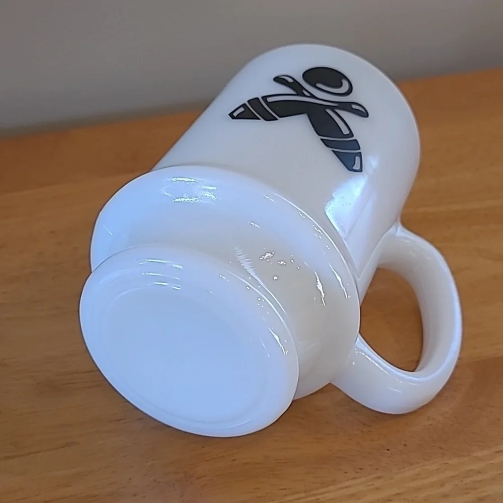 VINTAGE Milk Glass Bowling Theme Double Sided Graphic Pedestal Mug - Picture 7 of 14